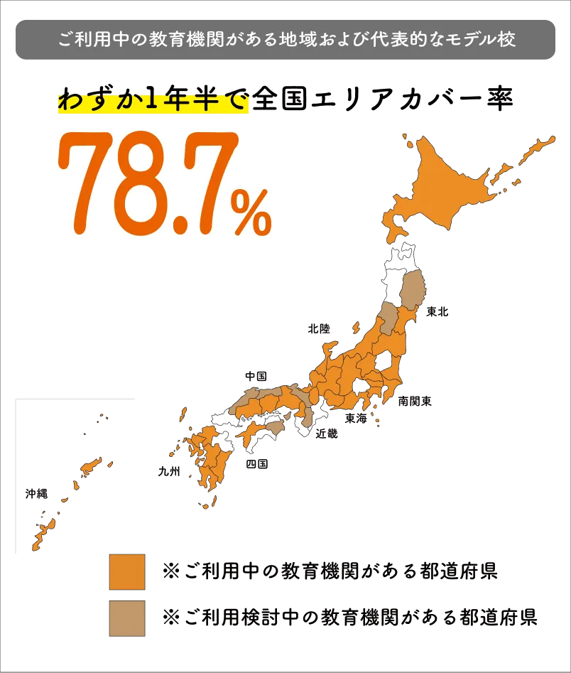 ご利用中の教育機関がある地域および代表的なモデル校